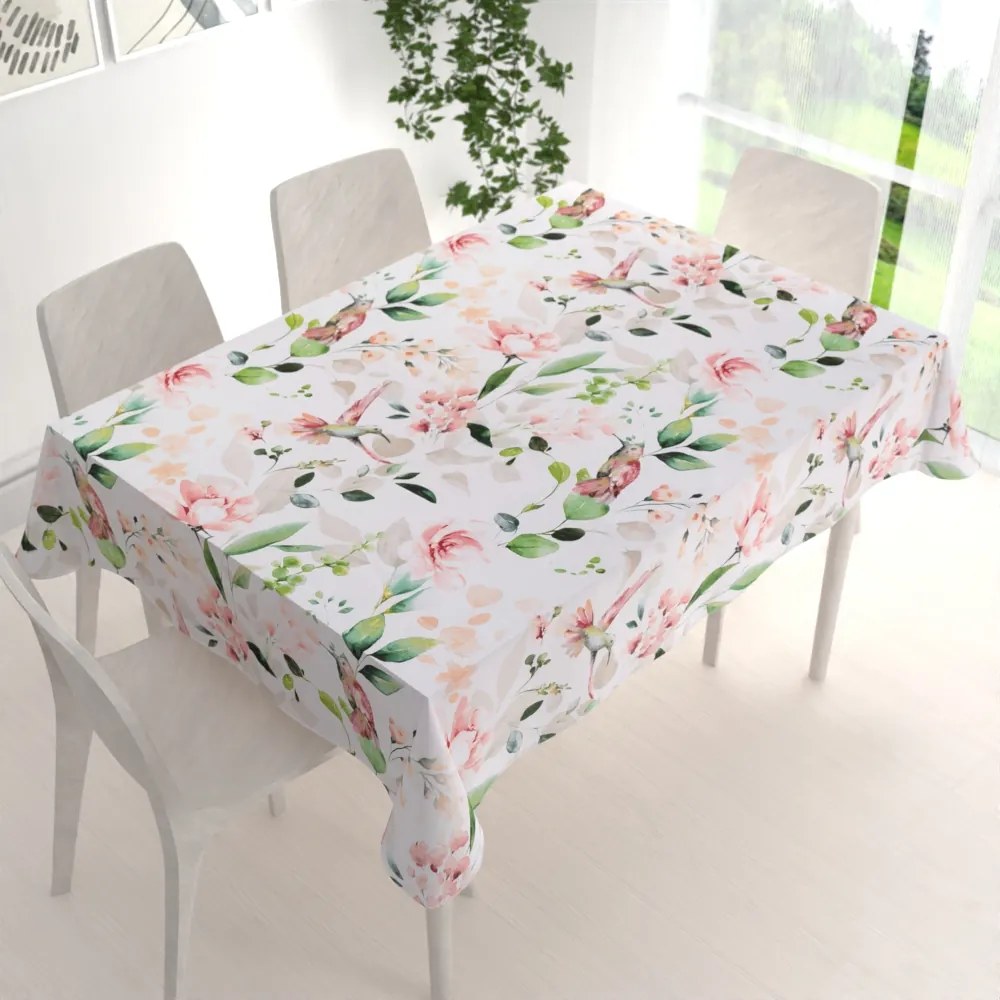 Biante Bavlnený obdĺžnikový obrus Sandra SA-432 Vtáci medzi kvetmi 80x120 cm