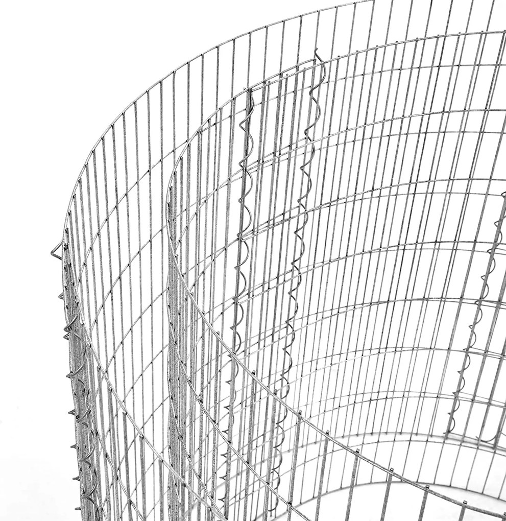 Gabión okrúhly, záhradná dekorácia, strieborná farba