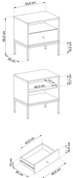 Nočný stolík MONO 56x54 cm modrá