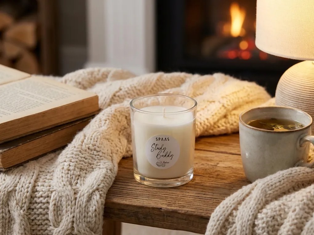 Vonná sviečka v skle STUDY BUDDY 9,5 cm krémová