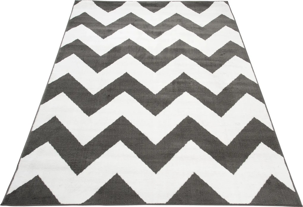 TA Koberec C437A TMAVO SIVÁ/BIELA BALI PP Rozmer: 220x300 cm