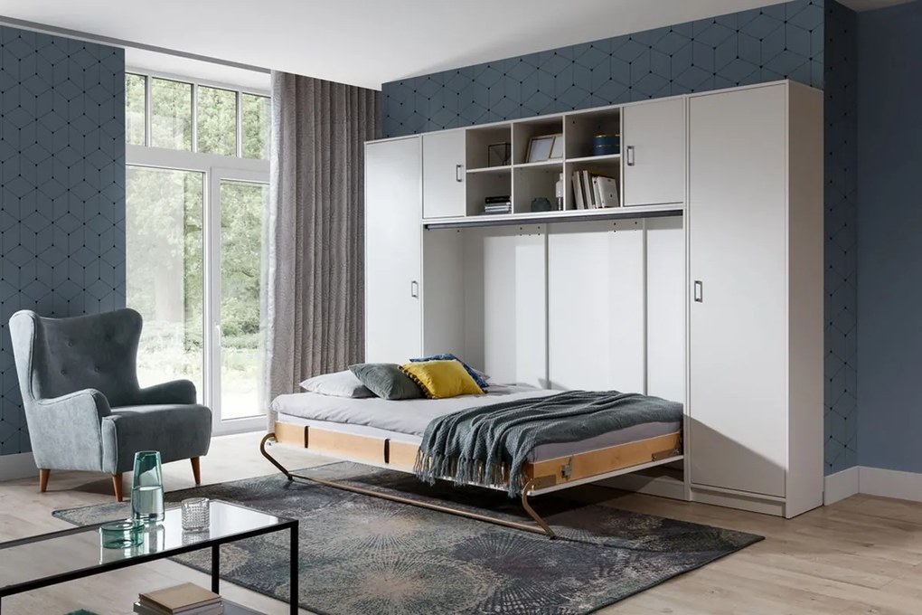 Sklápacia posteľ 90x200 New Elegance - Biely lesk