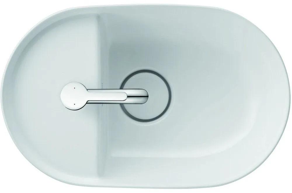 DURAVIT Luv oválna umývadlová misa s otvorom na boku, obojstranné, bez prepadu, 420 x 270 mm, biela/biela matná, 0381422600