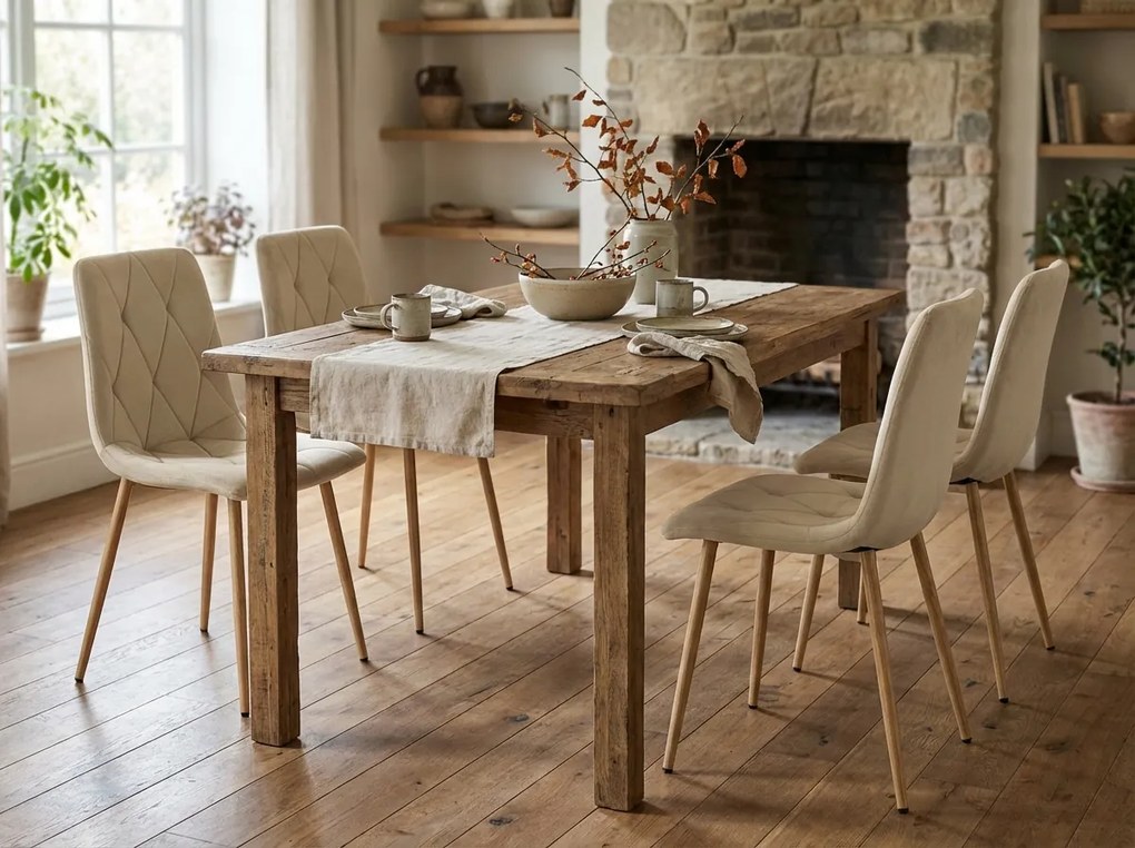 Krémová zamatová stolička LIBRA BUTTER CREAM