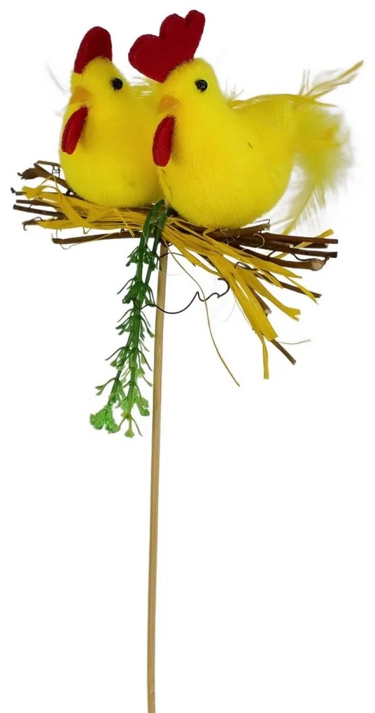 Zápich kohútik a sliepočka, 30 x 8 cm, žltá