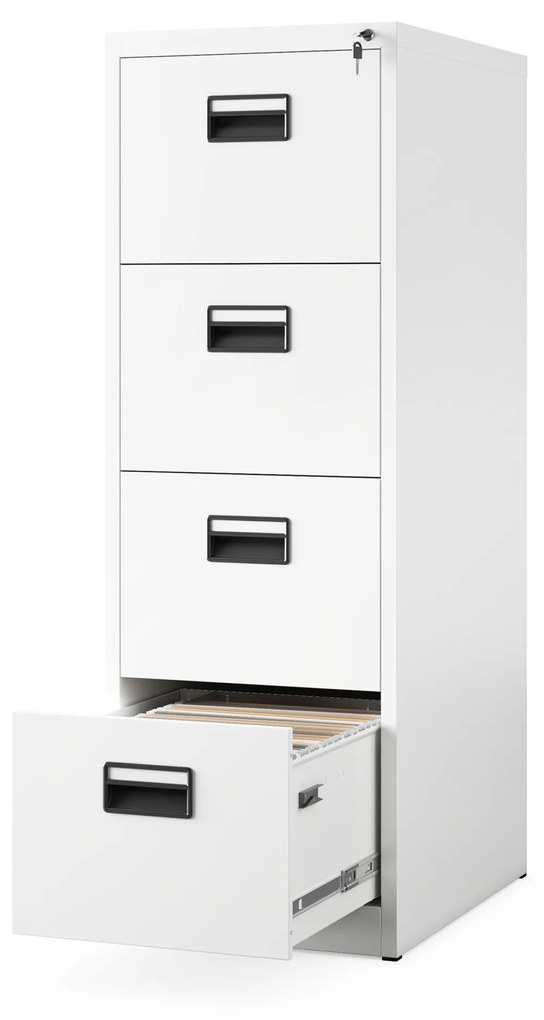 Kovová kartotéka, 4 zásuvky SARA V4, 460 x 1320 x 620 mm, biela