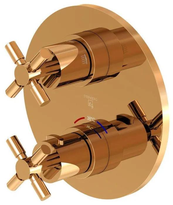 STEINBERG 250 termostat s podomietkovou inštaláciou, s uzatváracím a prepínacím ventilom, pre 2 výstupy, ružové zlato, 25041333RG