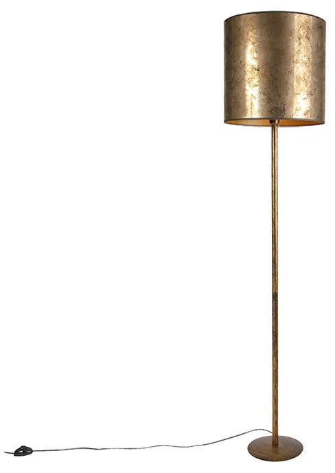 Vintage stojaca lampa zlatá so odtieňom starého bronzu 40 cm - Simplo