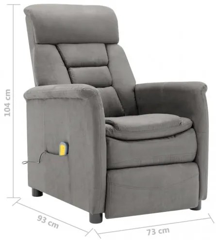 vidaXL Elektrické sklápacie masážne kreslo bledosivé umelá semišová koža-