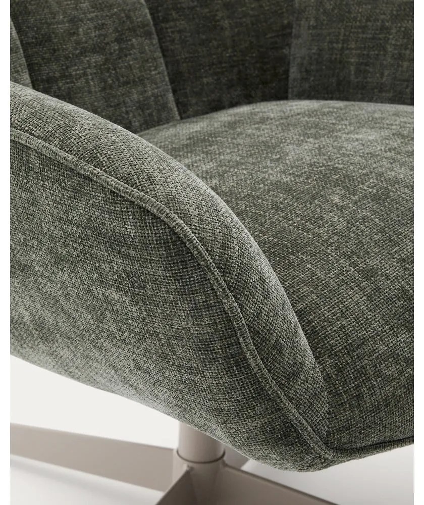 Otočné ženilkové kreslo sivozelené Teryl – Kave Home