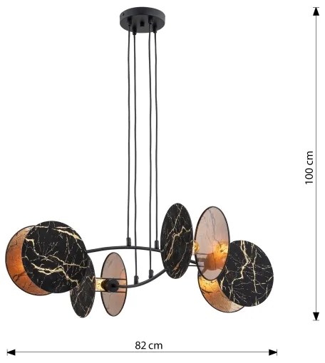Luster na lanku MOTIF 4xE27/15W/230V čierna/zlatá