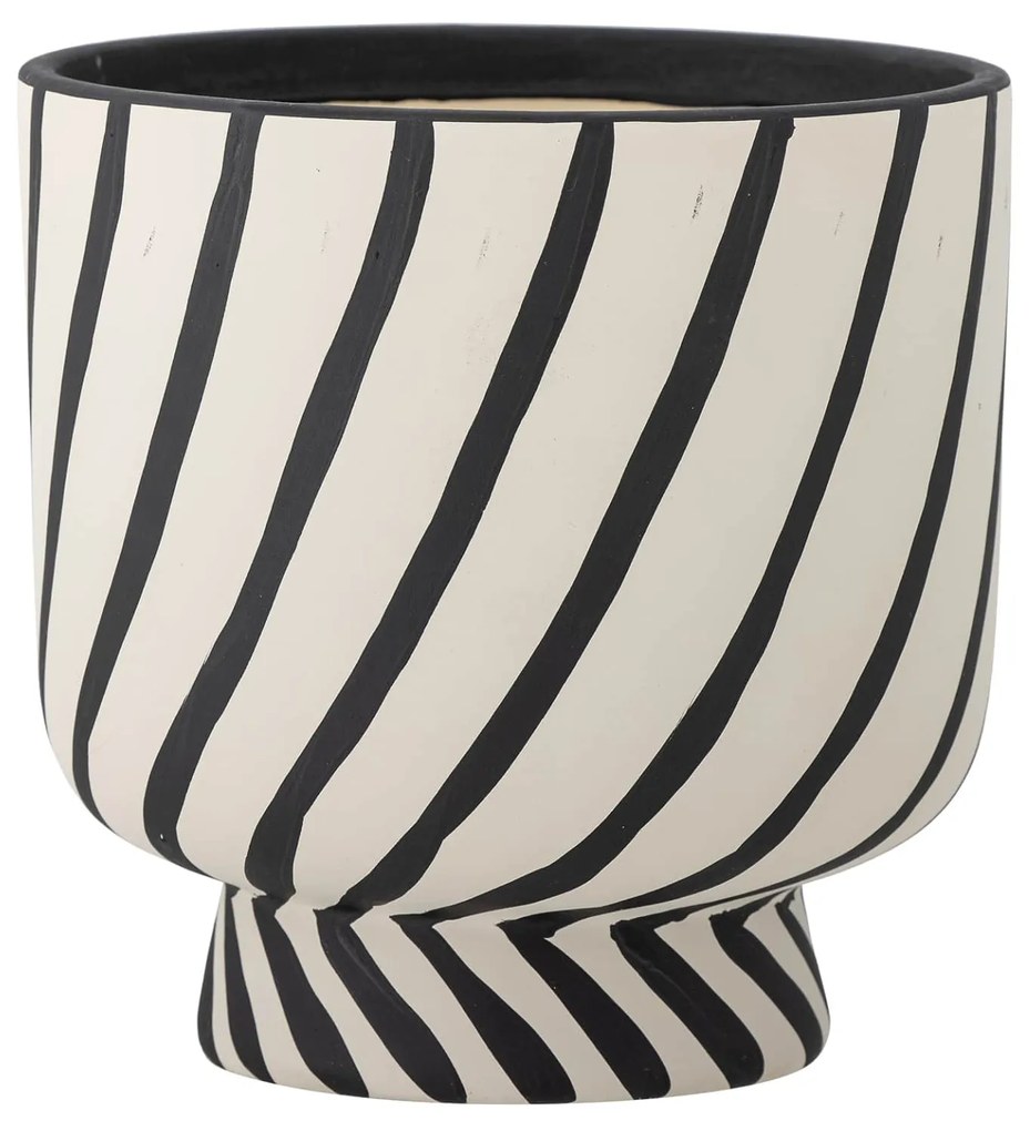 Bloomingville Terakotový obal na kvetináč Malena Black Stripes