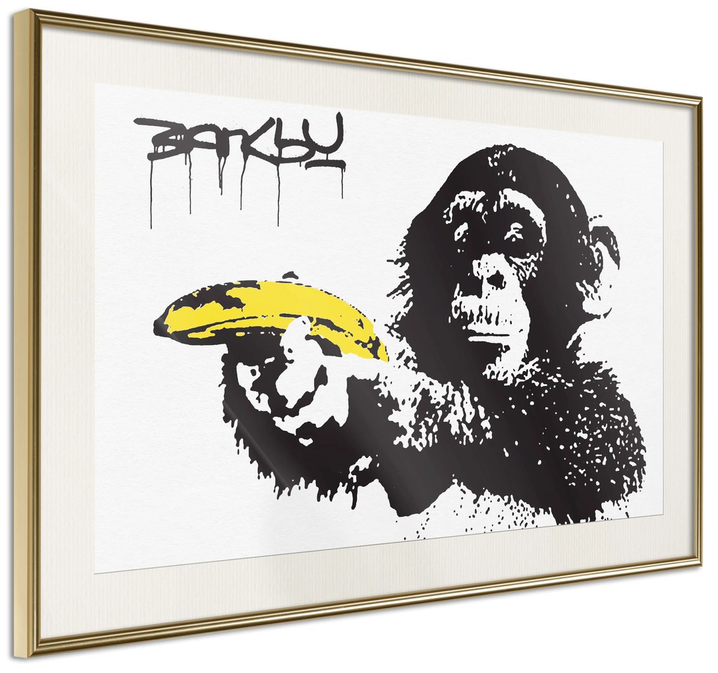 Artgeist Plagát - Banana Gun [Poster] Veľkosť: 30x20, Verzia: Čierny rám s passe-partout