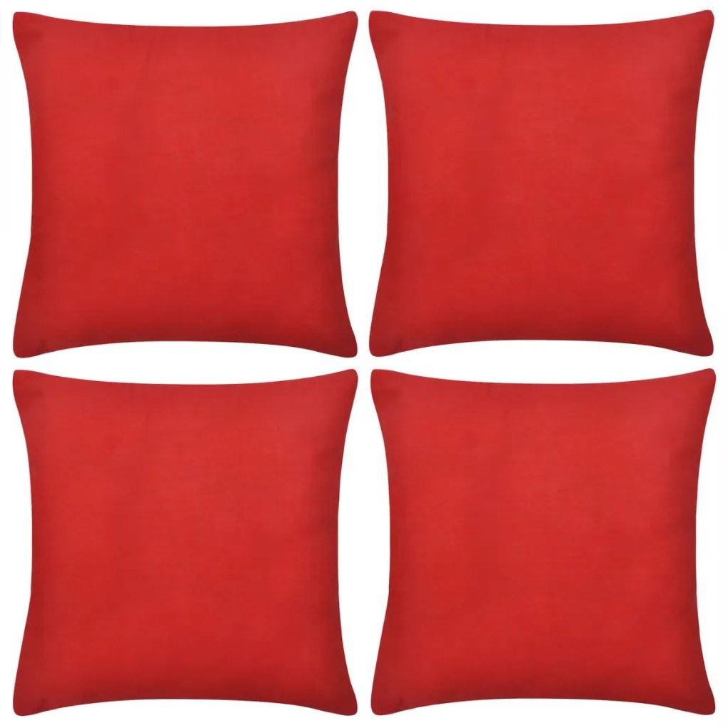 vidaXL 4 Návliečky na vankúše, bavlna, červené, 40 x 40 cm