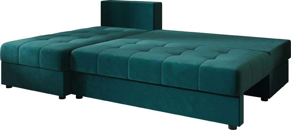 Rozkladacia obojstranná sedacia súprava do L VENORIA SLIM 200x143 cm, petrolejová + 2 vankúšiky ZDARMA
