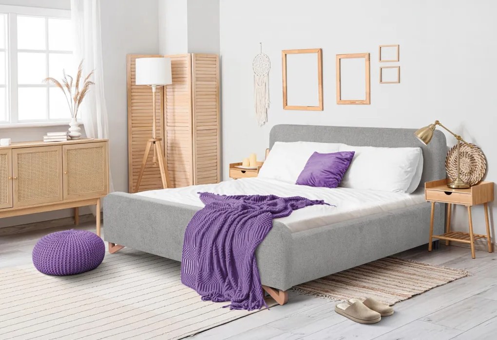 Posteľ Flamingo 180x200 cm, svetlo šedá štruktúrovaná tkanina