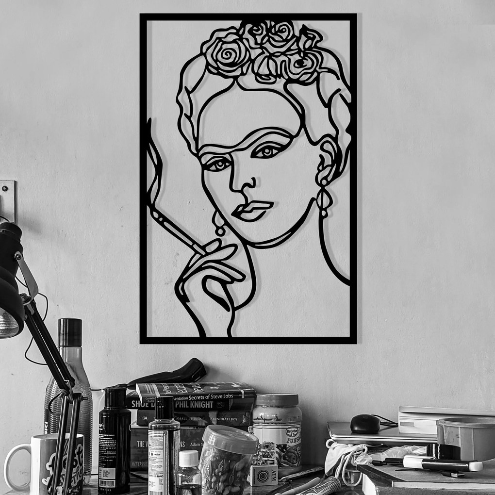 Nástěnná kovová dekorace Kahlo černá