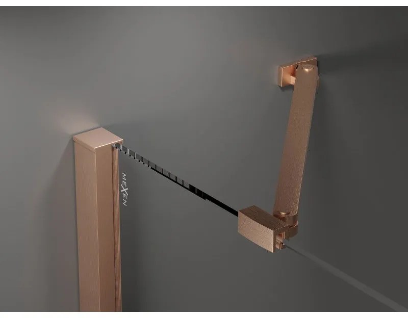 Mexen Velar Duo, posuvné sprchové dvere do otvoru 140 cm, 8mm sklo námraza, medená matná, 871-140-000-32-65