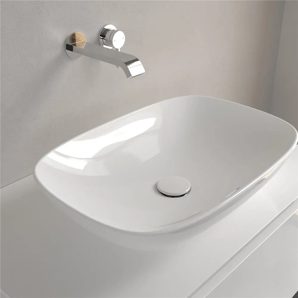 VILLEROY & BOCH Loop & Friends obdĺžnikové umývadlo na dosku bez otvoru, s prepadom, 560 x 380 mm, biela alpská, s povrchom CeramicPlus, 4A4900R1
