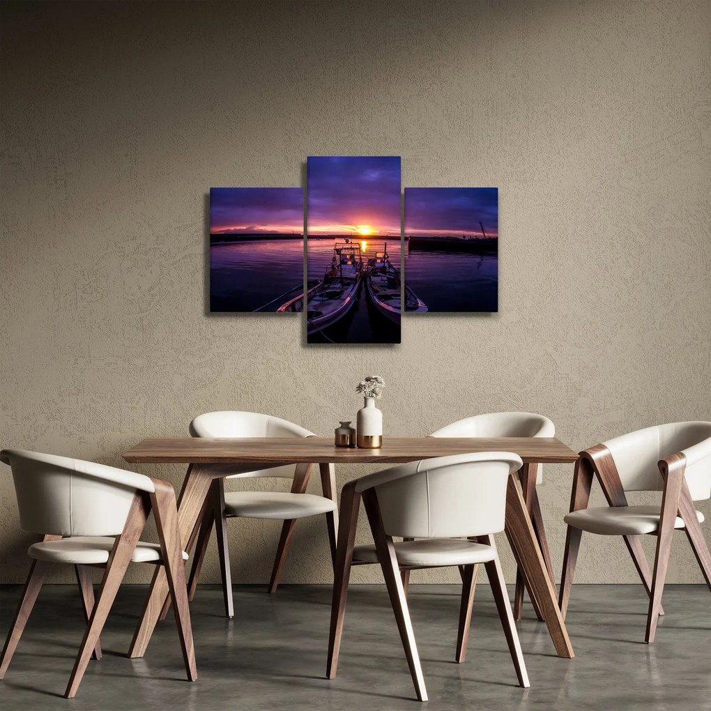 Obraz rybárskych lodí v prístave (90x60 cm)