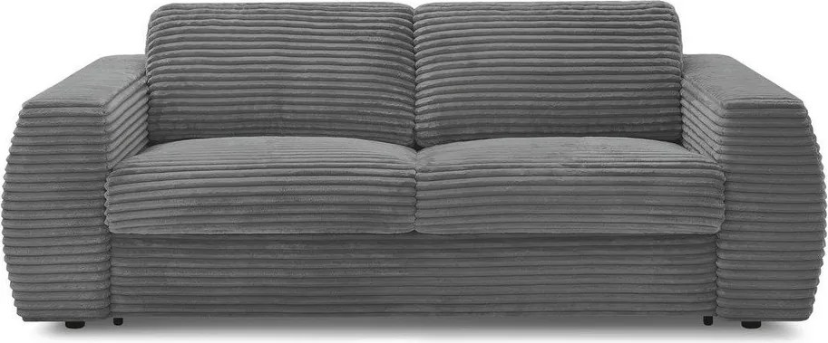 Tmavosivá menčestrová pohovka na každodenné spanie/rozkladacia 220 cm Hugo – Bobochic Paris