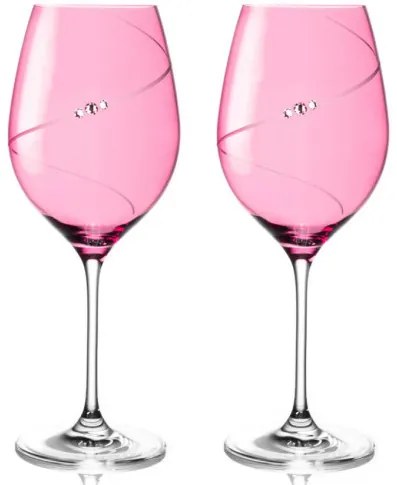 Diamante pohár na červené víno Silhouette City Pink s kryštálmi Swarovski 470 ml 2KS