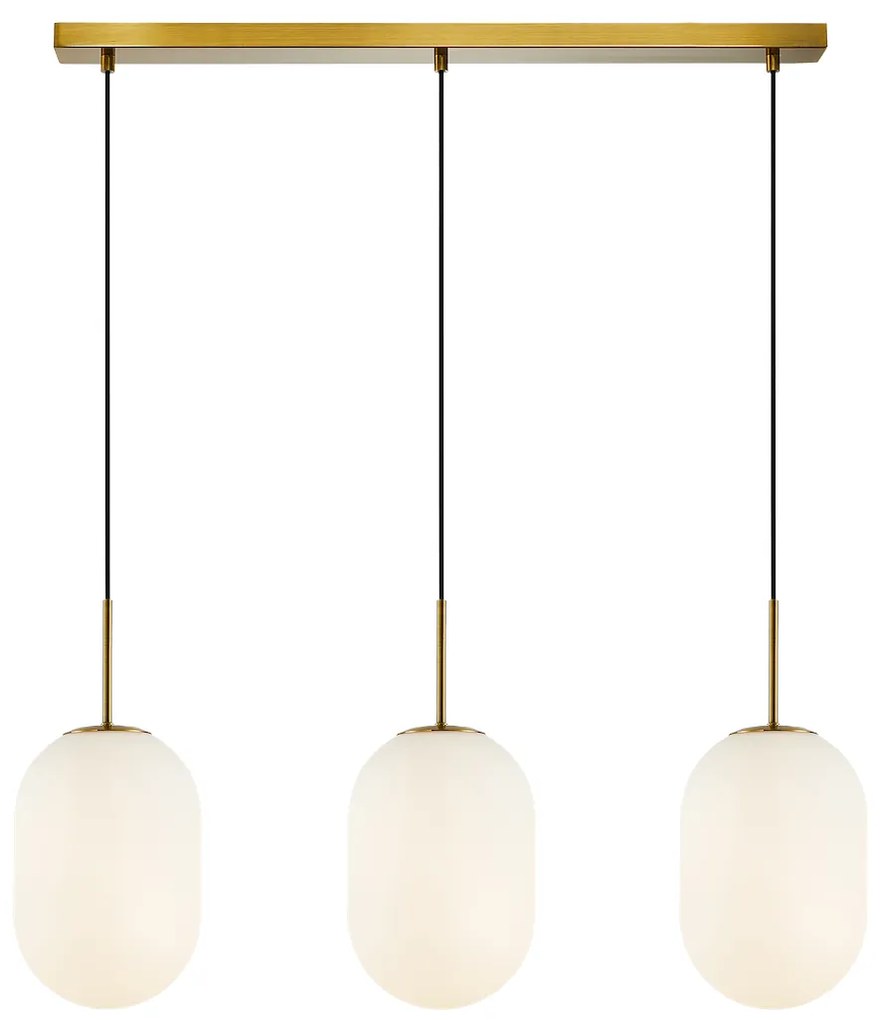 Závesné svietidlo Alias, 3x biele sklenené tienidlo, g