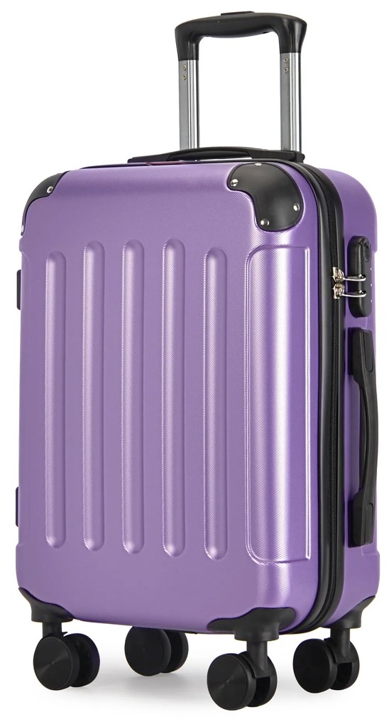 Kabínový kufor na 4 kolieskach 55x39x20cm ružovo fialová