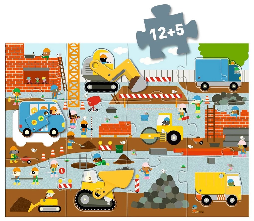 Puzzle - Stavenisko s pohyblivými vozidlami
