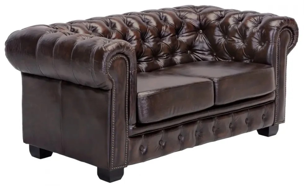 furniture-nabytek.cz - Masívna sedacia súprava Chesterfield z pravej kože, hnedá