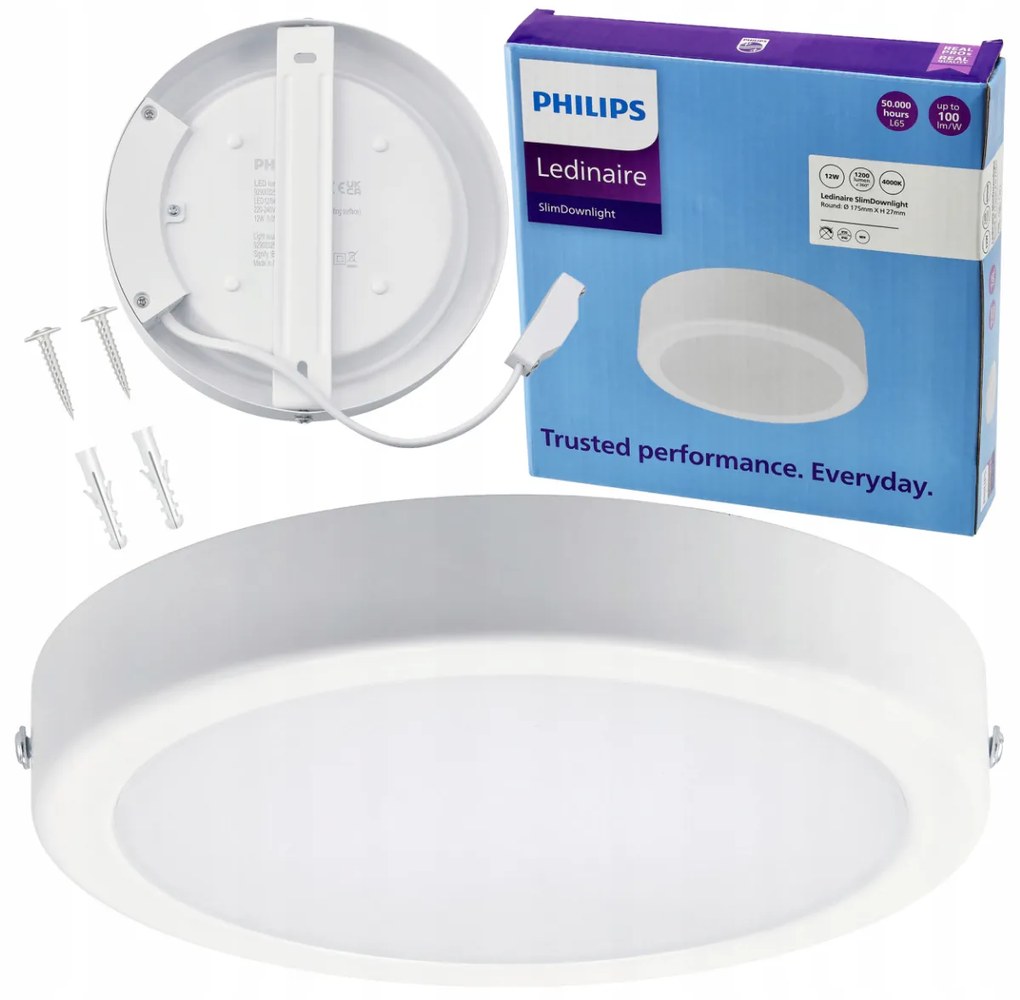 LED okrúhle vstavané svietidlo Philips - 12W 1200lm 4000K - biela lampa