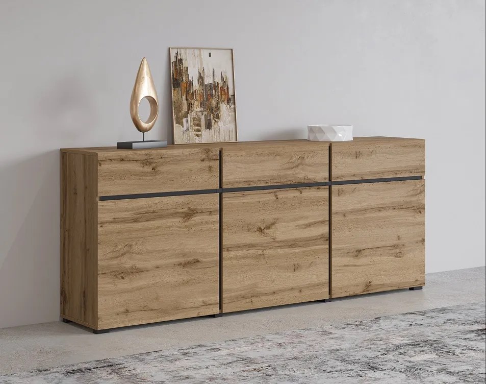 Komoda Cross 180 cm - dub wotan / čierna