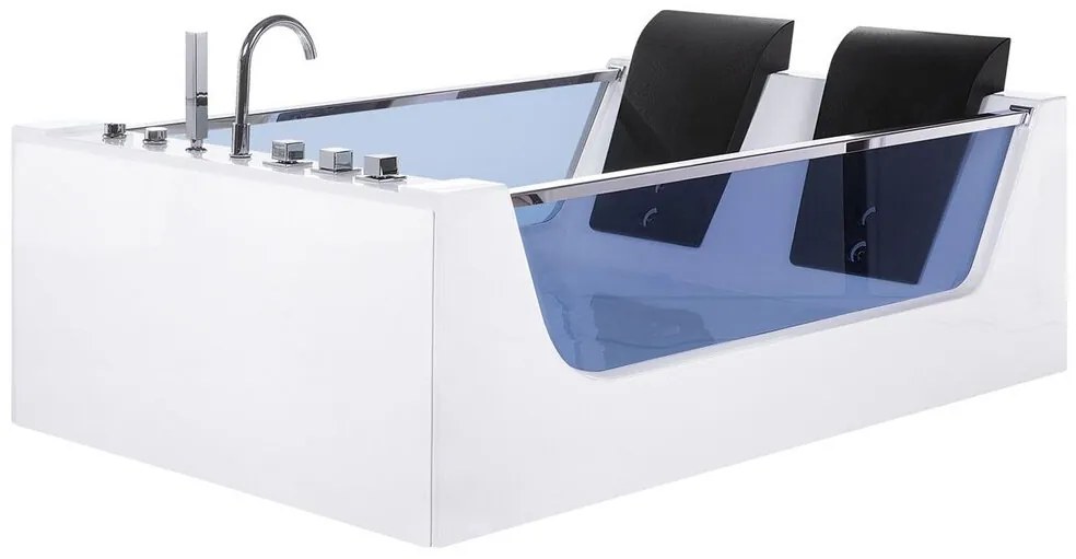 Vírivá vaňa s LED osvetlením 180 x 120 cm biela CURACAO Beliani