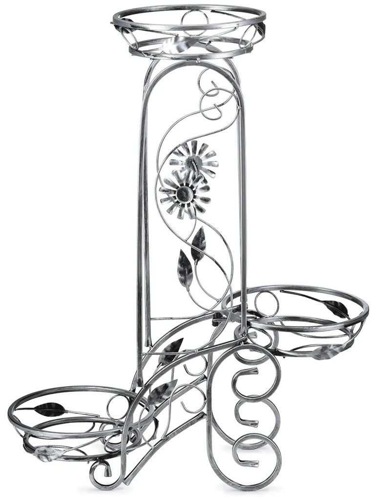 STOJAN NA KVETINÁČ FLOWER 88X28X65 CM STRIEBORNÁ