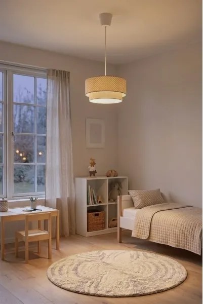 BRILAGI-LED Závesný luster na lanku BOHO BOBO 1xE27/60W/230V, priemer 40 cm, s bodkami, béžová/krémová