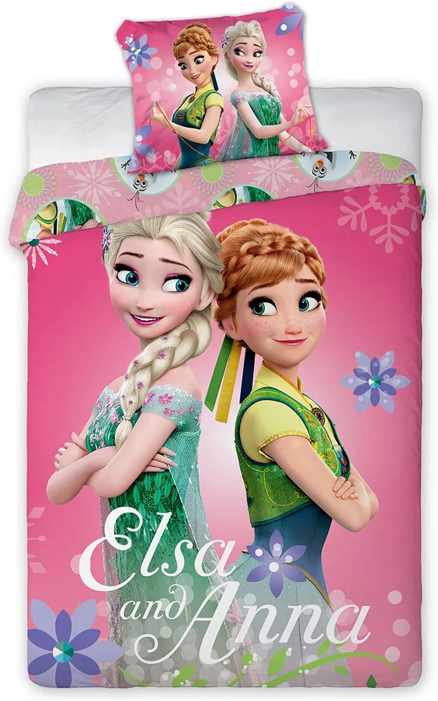 Detské obliečky Frozen Sisters ružová