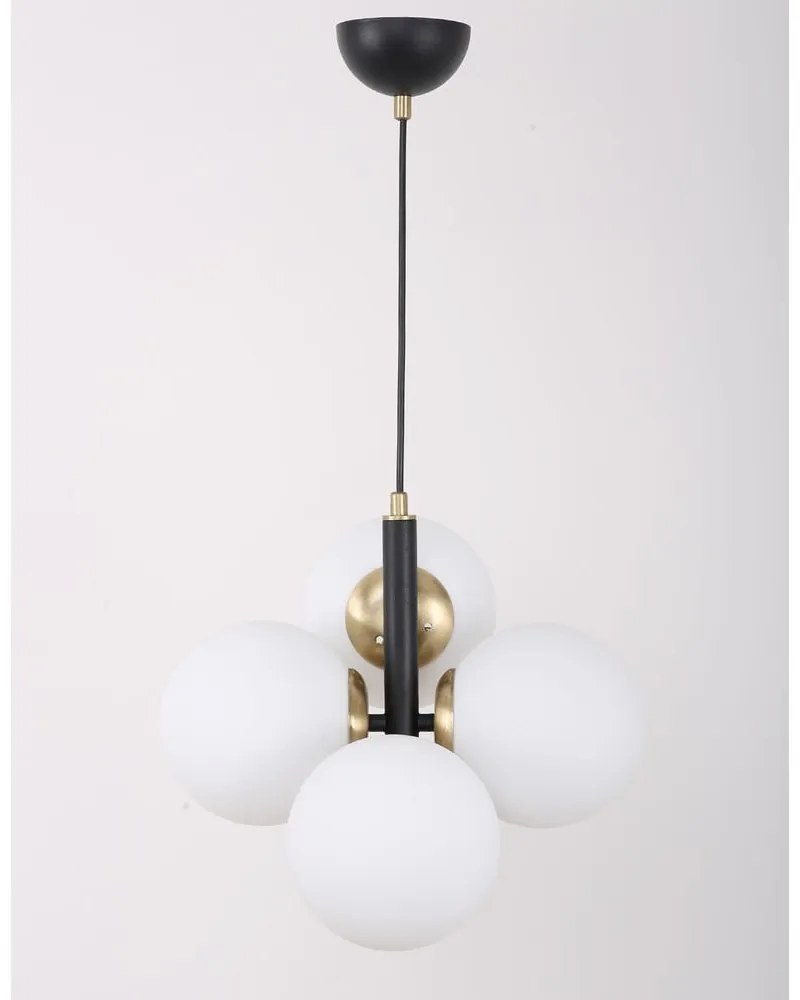 Biele/čierne závesné svietidlo so skleneným tienidlom ø 15 cm Forte – Squid Lighting