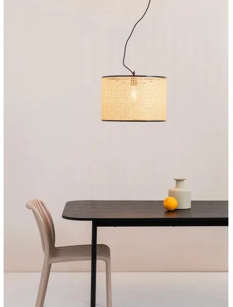 FARO 64314-49 - Luster na lanku MAMBO 1xE27/15W/230V pr. 45 cm ratan/čierna
