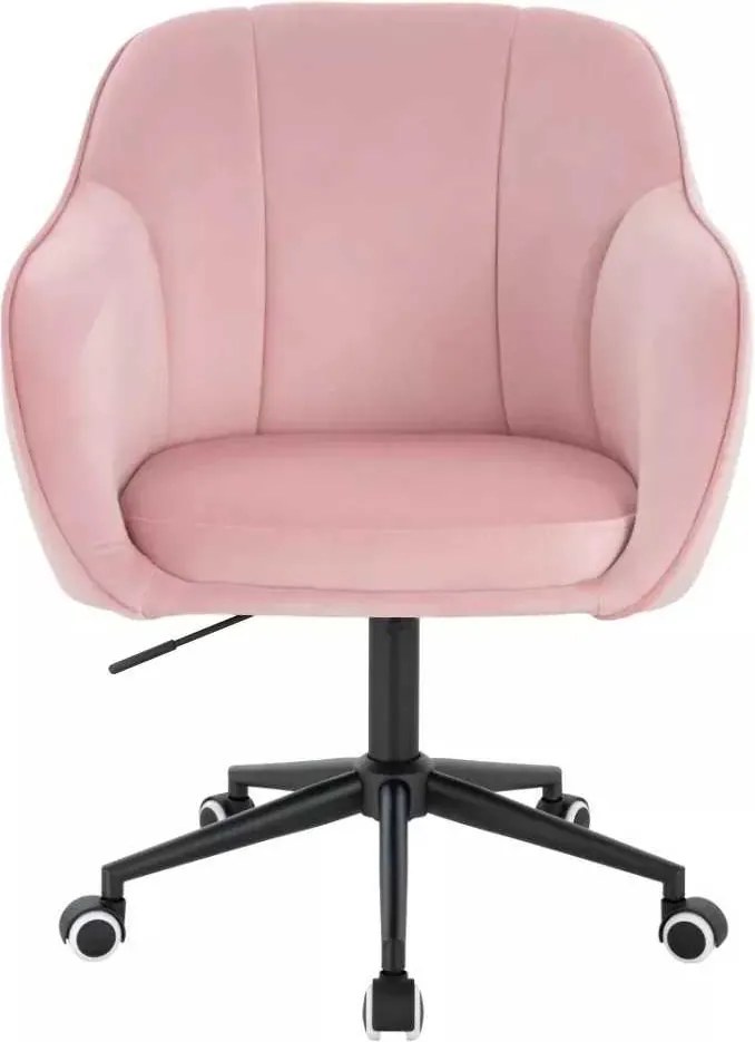 LuxuryForm DESIGN Stolička AVOLA VELUR na čiernej podstave s kolieskami - svetloružová