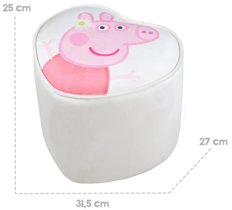 Biely zamatový detský puf Peppa Pig – Roba