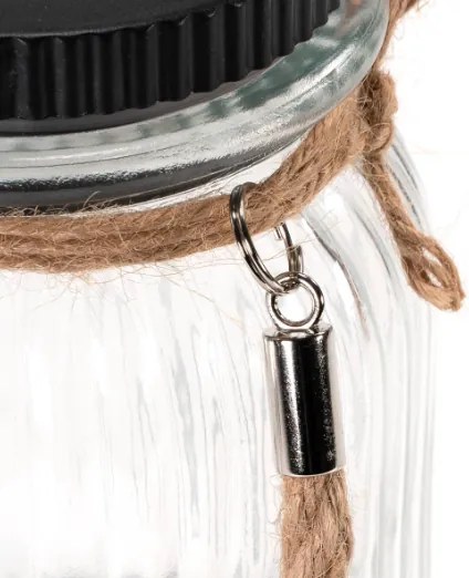 Záhradné solárne sklenice s vešákom, 3 LED, biele