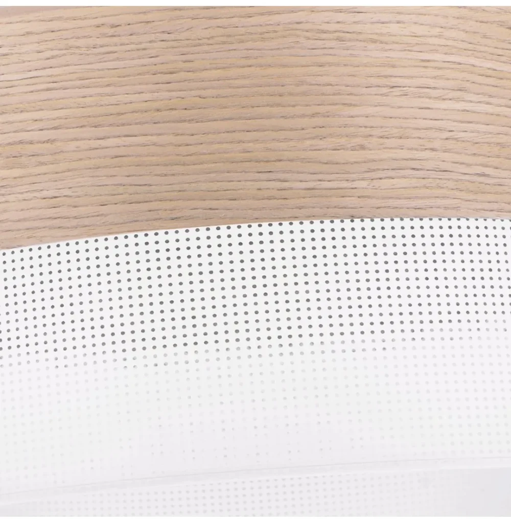 Závesné svietidlo Wood, 1x béžová dubová dýha/biele PVC tienidlo, (fi 40cm)