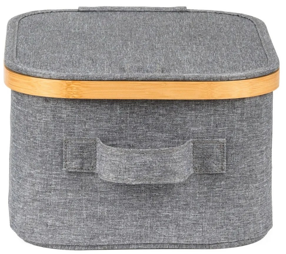 Úložný box G21 24 x 30 x 15 cm, bambusový s vekom, sivý