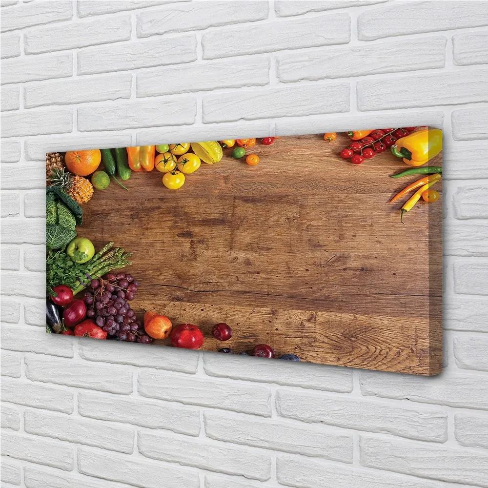 Obraz canvas Board špargľa ananás jablko 100x50 cm