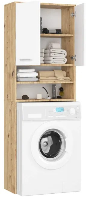 Kúpeľňová skrinka nad práčku FIN 2D dub artisan / biela