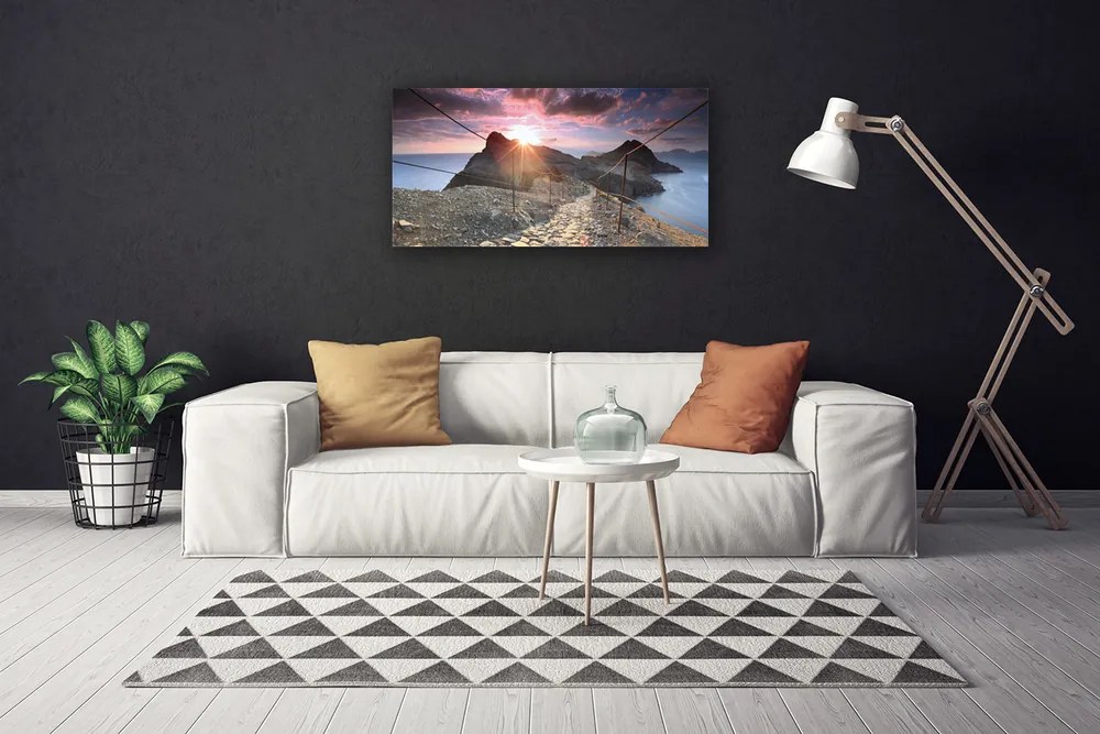 Obraz Canvas Hory chodník útes západ 120x60 cm