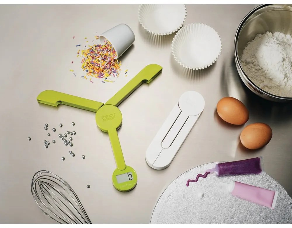 Biela skladacia digitálna kuchynská váha Joseph Joseph TriScale