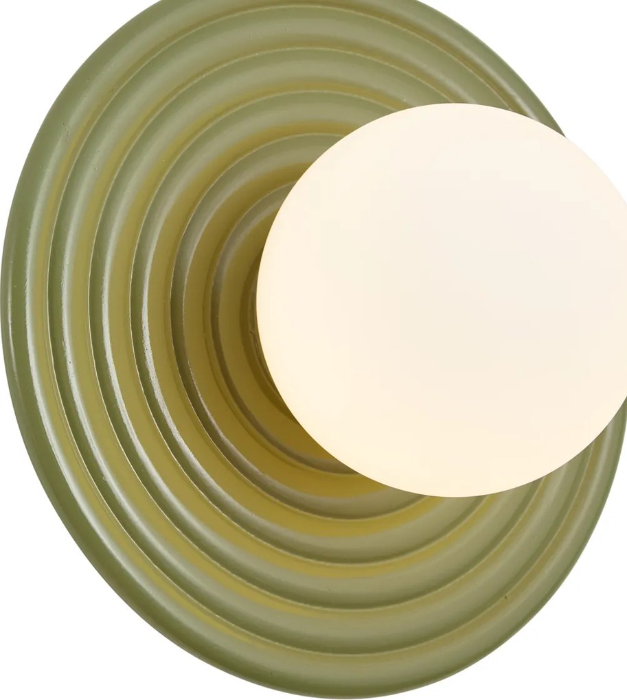 Retro nástenná lampa zelená s opálovým okrúhlym 20cm IP44 - Lila