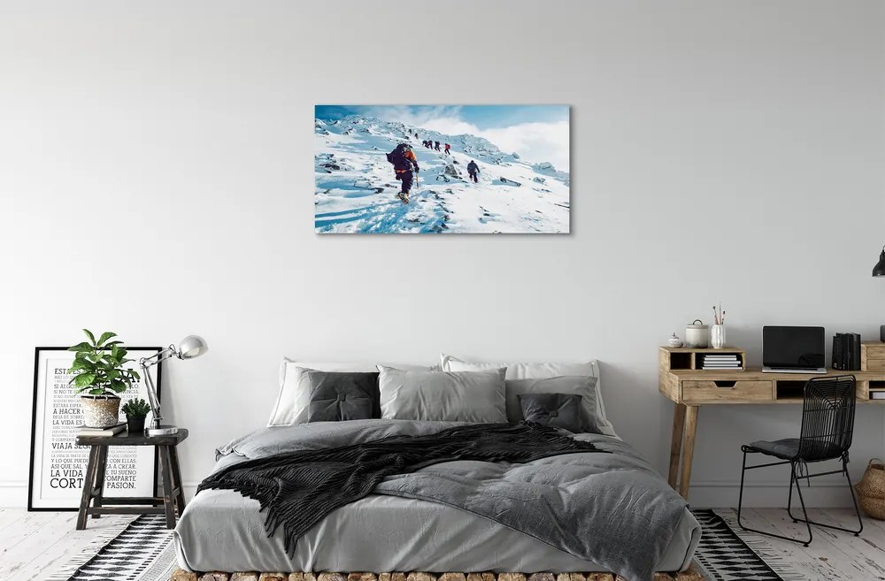 Obraz canvas Lezenie na hory v zime 125x50 cm