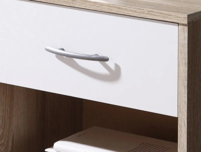 Nočný stolík Pepe, dub sonoma/biela